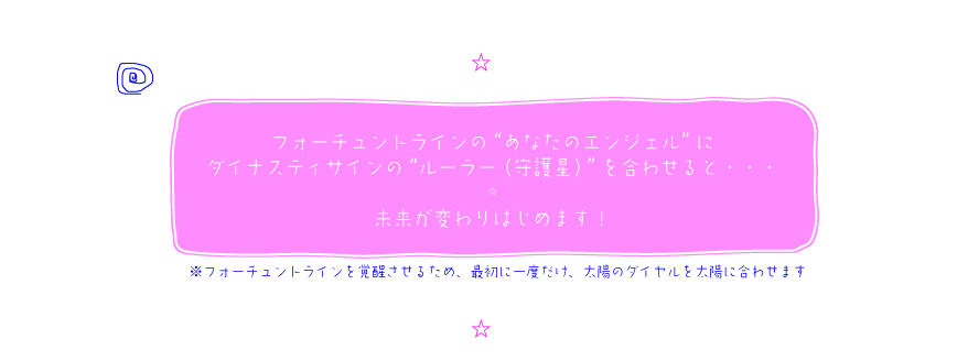 フォーチュントラインの“あなたのエンジェル”に ダイナスティサインの“ルーラー（守護星）”を合わせる